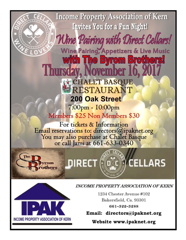 Join IPAK  for a night of good wine, appetizers &  excellent music by the Byrum Brothers!  